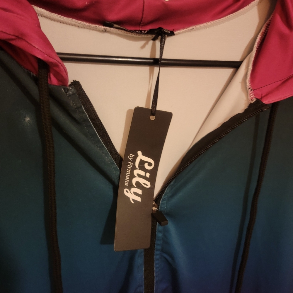 NWT WOMENS Lily by firmiana hooded activewear ombre jacket sz XL. - Picture 6 of 12